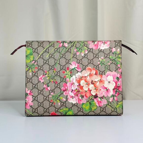 Gucci GG Logo Supreme Clutch With Flore Floral Design Handbag Elegant Modern - Picture 3 of 8